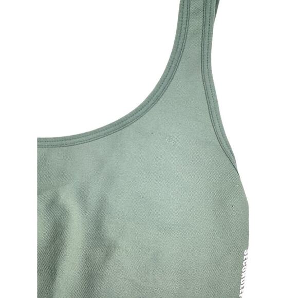 Second Left - Seamless Low Back Crop Top and Seamless Bike Shorts in Sage Green - Picture 2 of 3